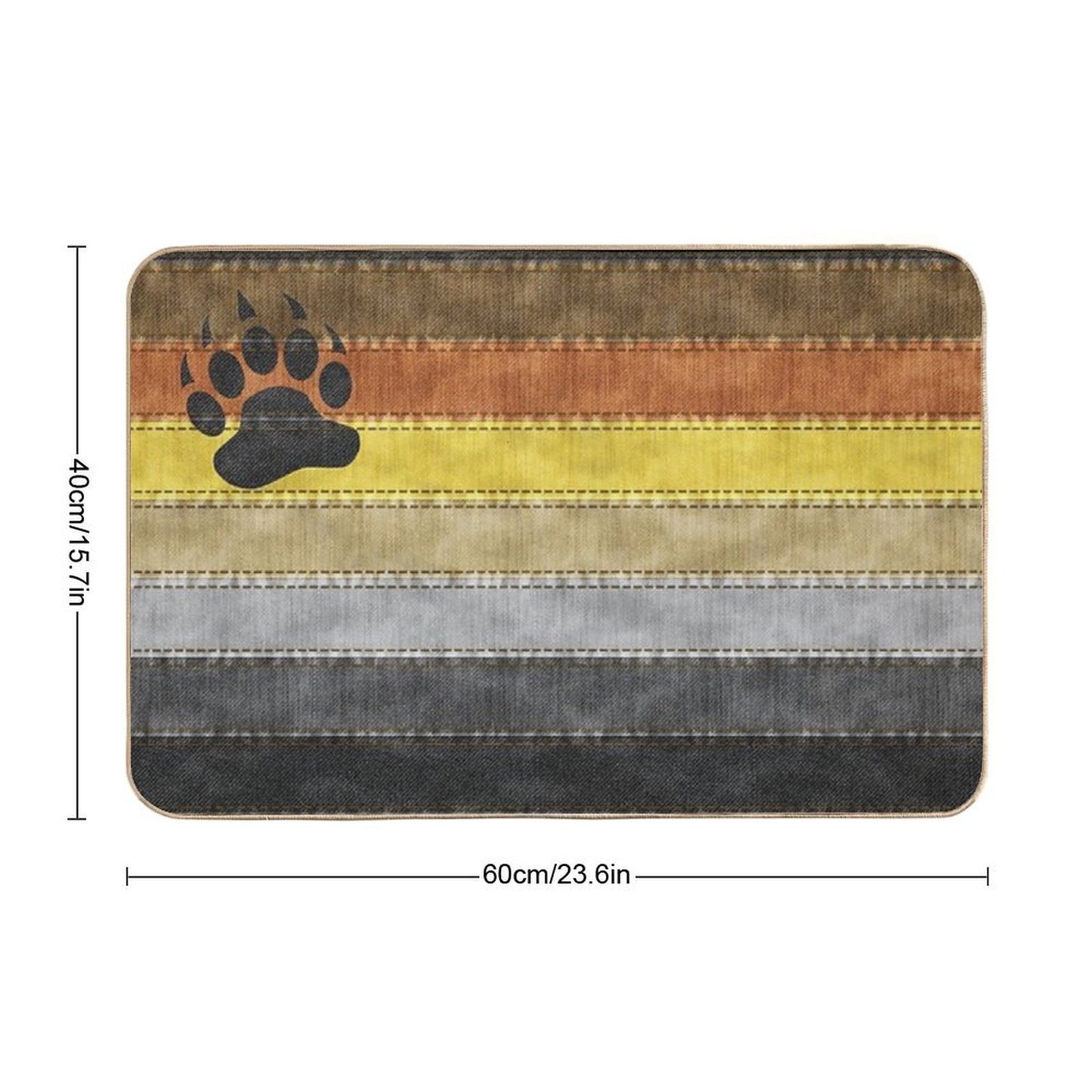 Denim Textured Seamless Gay Bear Pride Flag Pattern  Absorbent Bath Mat