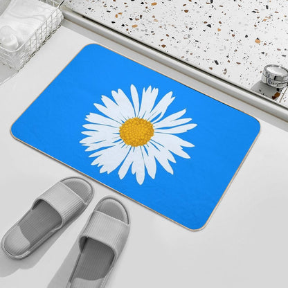 Hand-painted Daisy Blossom - Botanical Illustration Bellis Perennis  Slip-Resistant Bath Mat