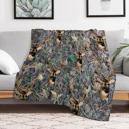 Whitetail Buck Deer Camouflage Design Comfort Throw Blanket