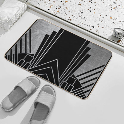 Silver Art Deco Design  High-Traffic Bath Mat