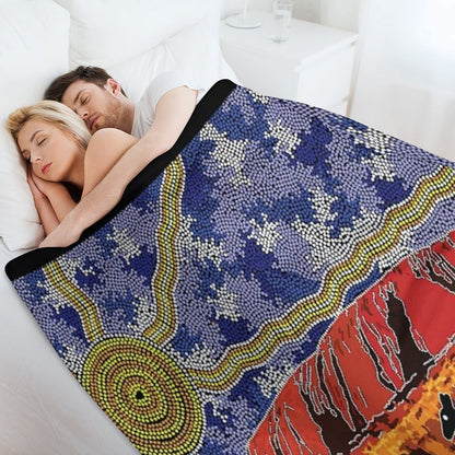 Authentic Aboriginal Art - Uluru Sky All-season Throw Blanket