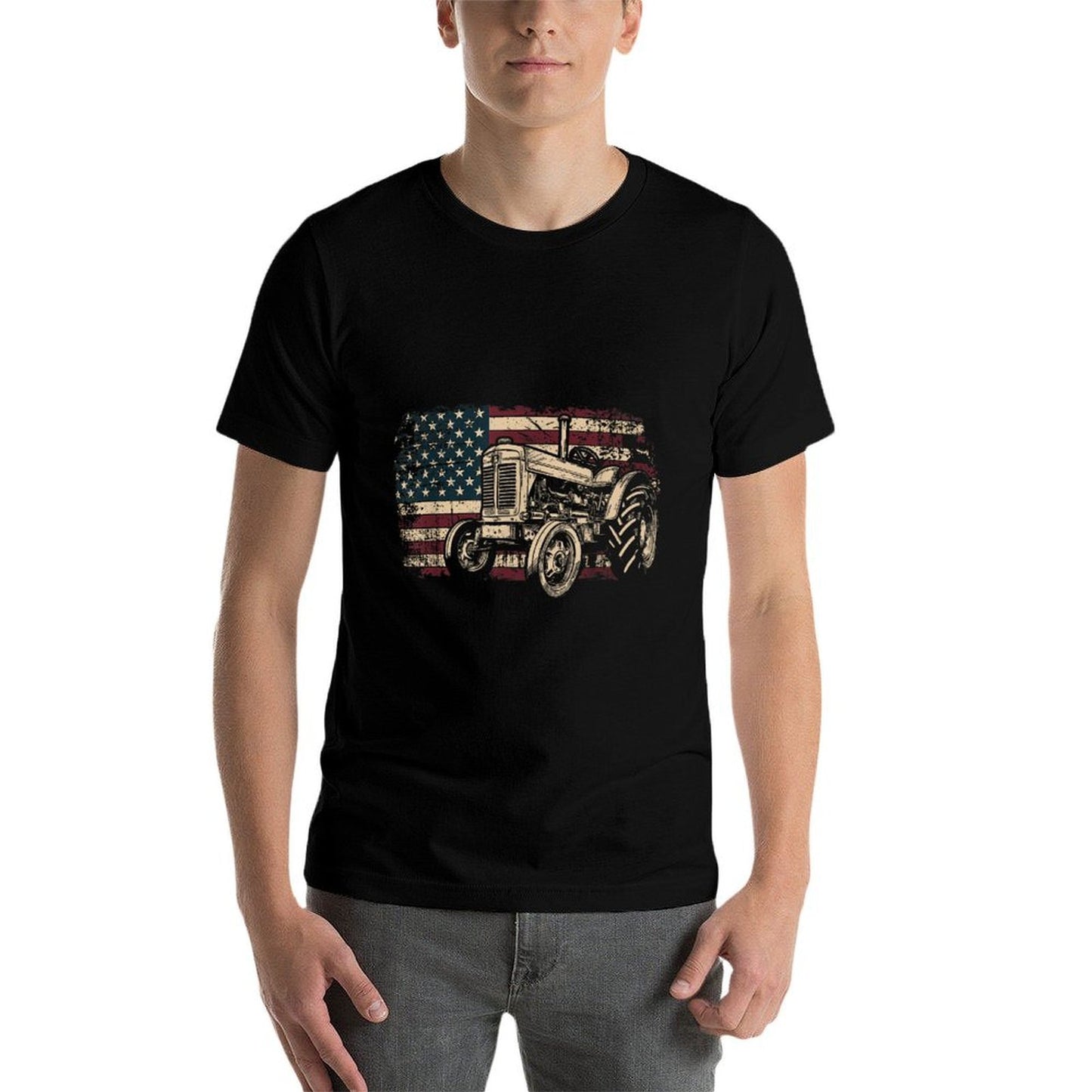 Farm Tractor Proud Farmer Patriotic American Tractor  Quick-drying T-Shirt