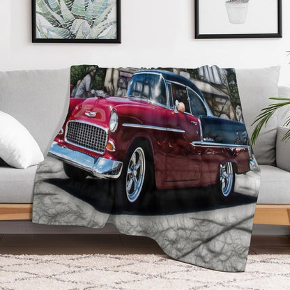 Double Nickel,......55 Chevy, Car Show OKC,USA All-season Throw Blanket