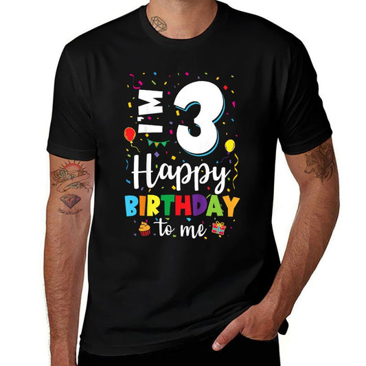 Kids 3rd Birthday Happy Birthday 3yr Boys Girls 3 Years Old  Cotton T-Shirt