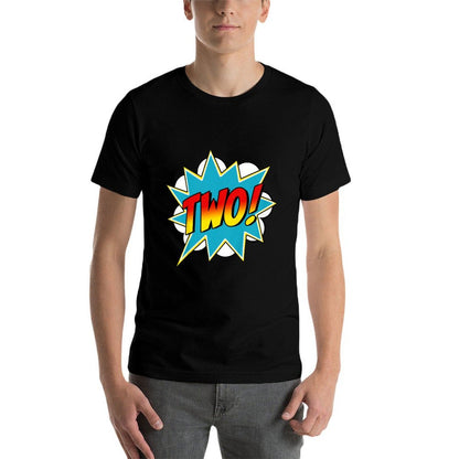 Kids Two! 2nd Birthday Superhero Boys 2 Years Old Comic Book  Cotton T-Shirt