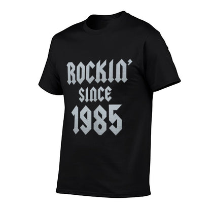 40 Year Old Rockin' Since 1985 40th Birthday  Ribbed Collar T-Shirt
