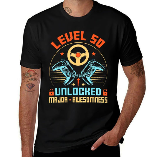 Level 50 Unlocked Video Gamer 50th Birthday Gifts  Tagless Design T-Shirt