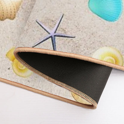 Collection of Shells on Sand And Starfish  Stain-Proof Bath Mat