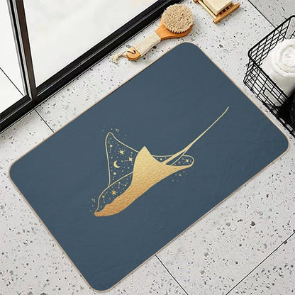 Golden Manta Ray Stars Constellation  High-Traffic Bath Mat
