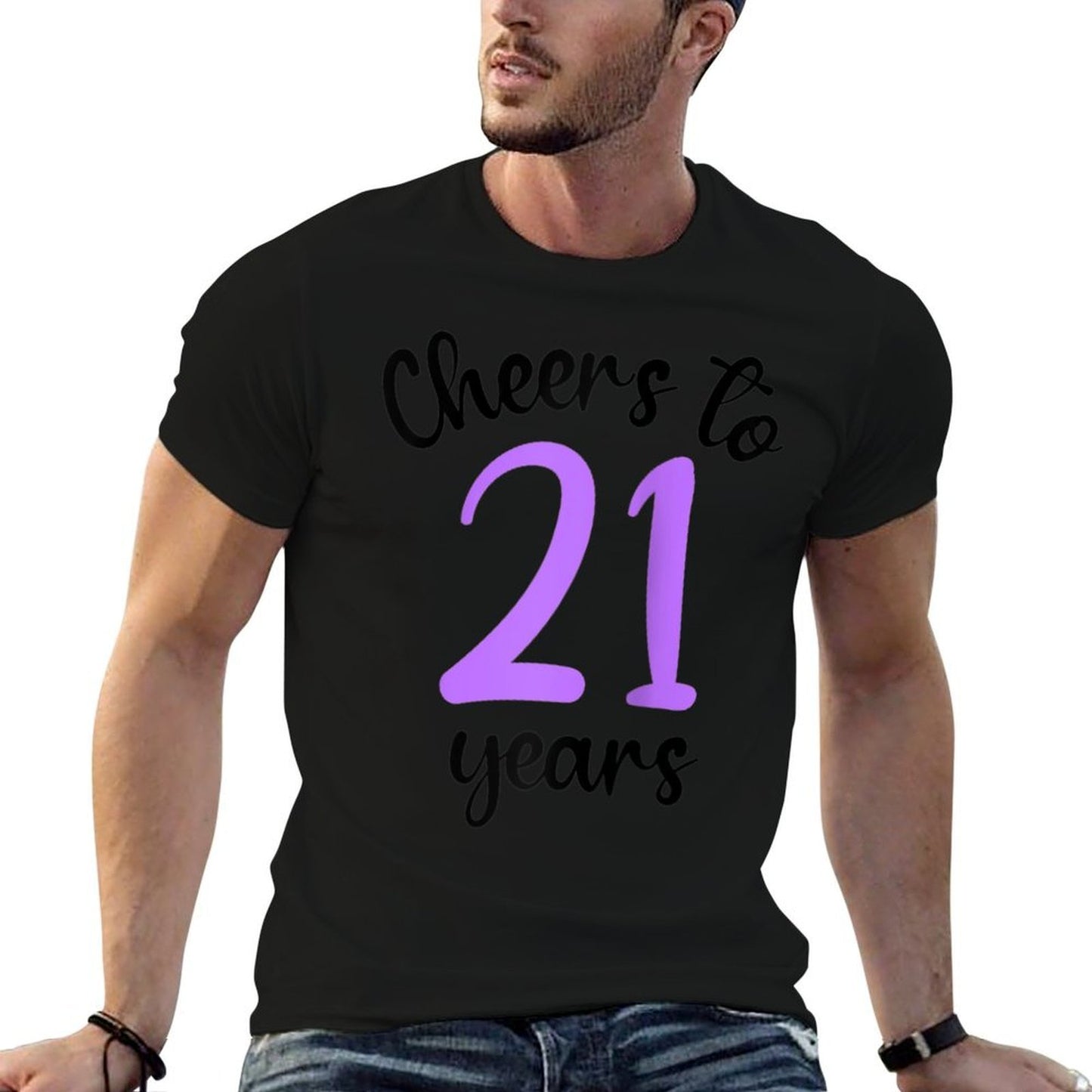 21st Birthday Cheers To 21 Years Purple 21st Birthday Raglan Baseball  Trendy Pattern T-Shirt