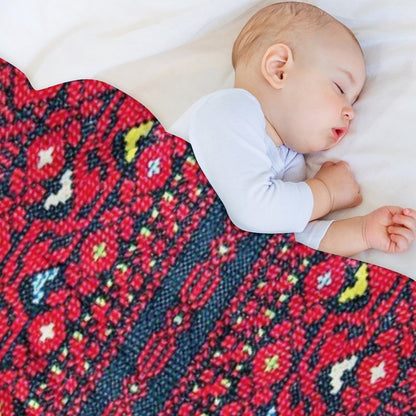 Red And Colors Palestinian Embroidery Easy Care Throw Blanket