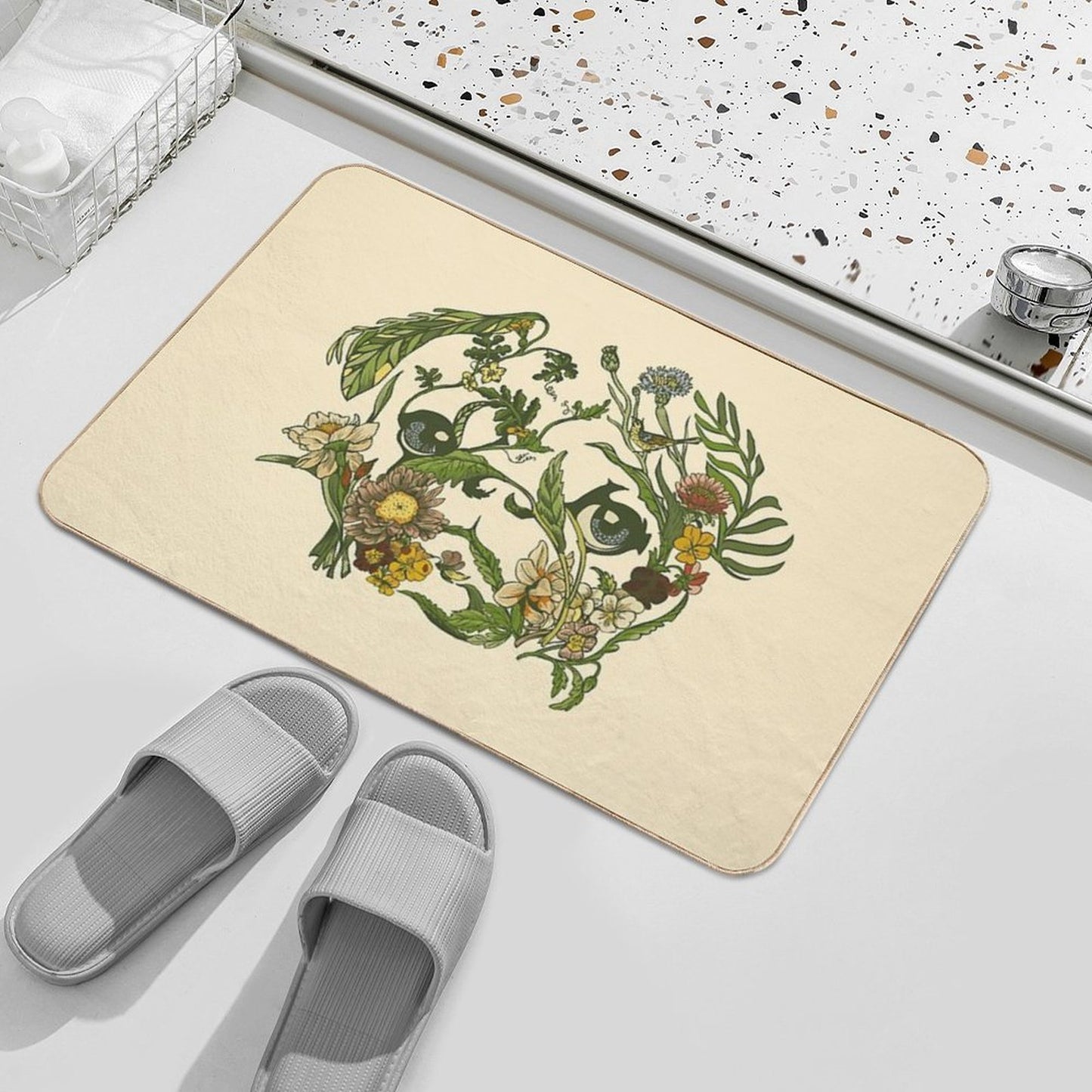 Botanical Pug  Easy Maintenance Bath Mat