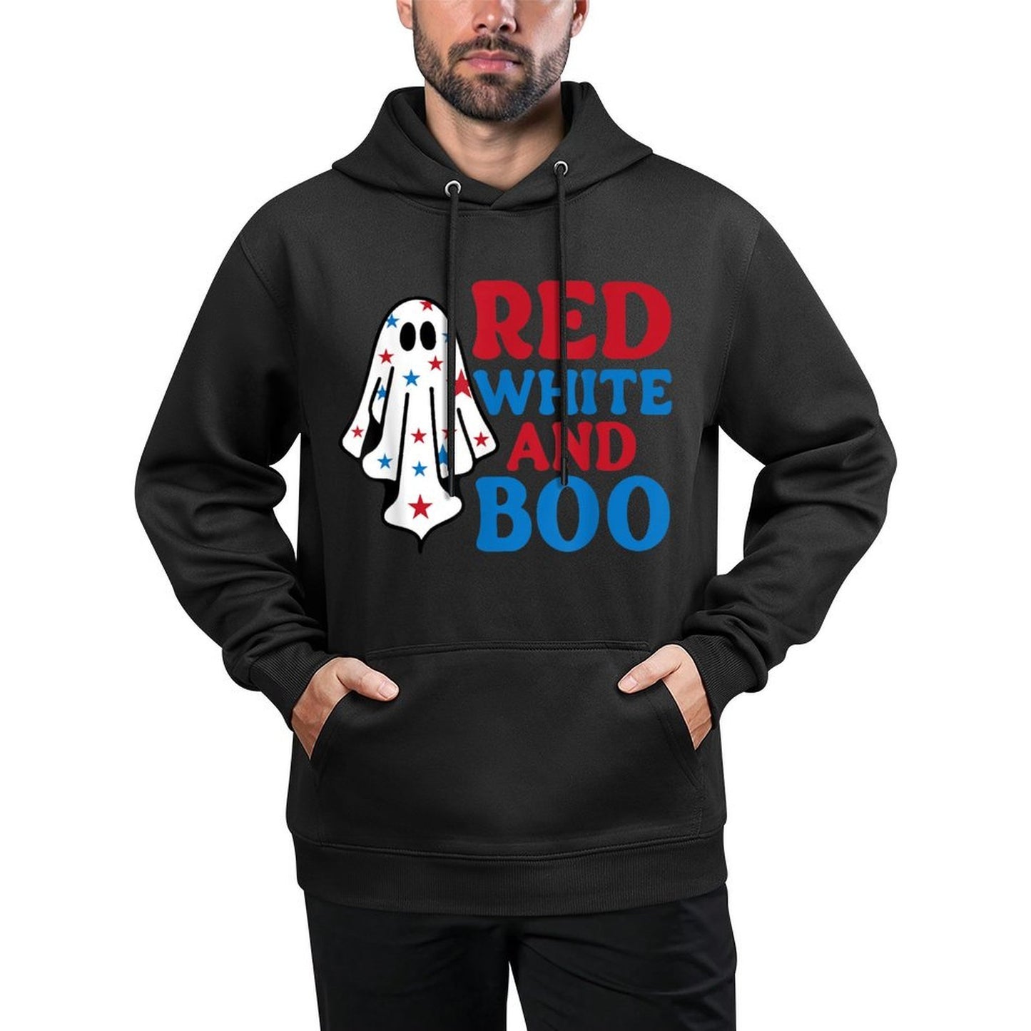 4th of July Ghost, Red White And Boo Patriotic Halloween USA Easy Care Hoodie