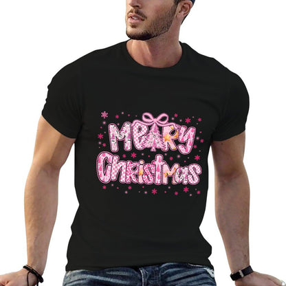 Mery Christmas Cute Pink Coquette Pajamas Xmas Women Girl  Tagless Design T-Shirt