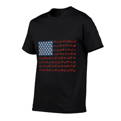 American Dogs And Paws 4th of July  Ribbed Collar T-Shirt