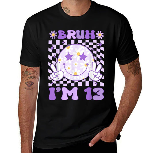 Bruh I'm 13 Years Old Purple Birthdayns 13th Birthday  Stretchy T-Shirt