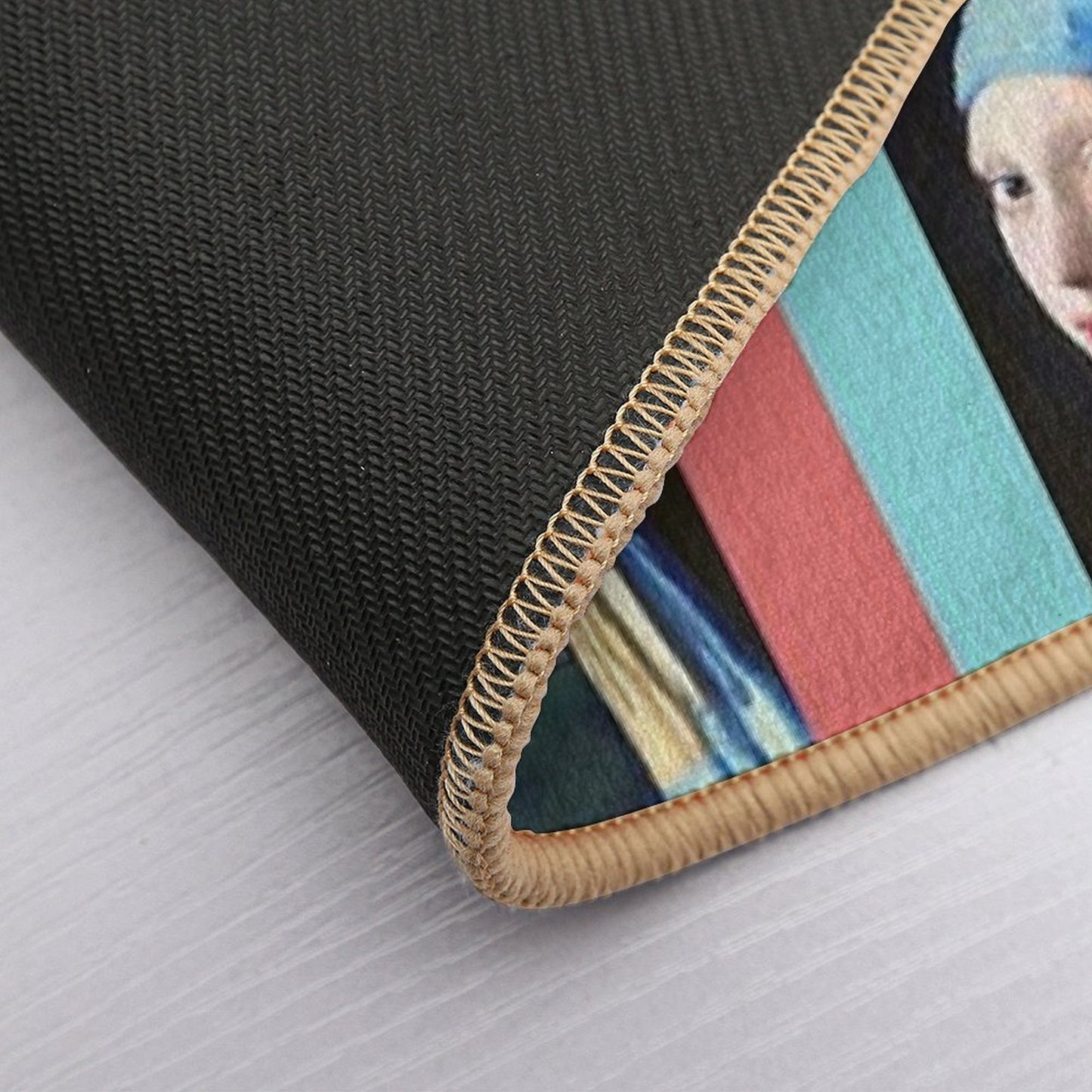 Girl With A Pearl Earring Pop Art  Easy Maintenance Bath Mat
