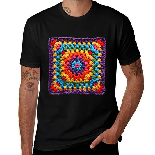 Granny Square Crochet Pattern Seventies Retro  Affordable Price T-Shirt