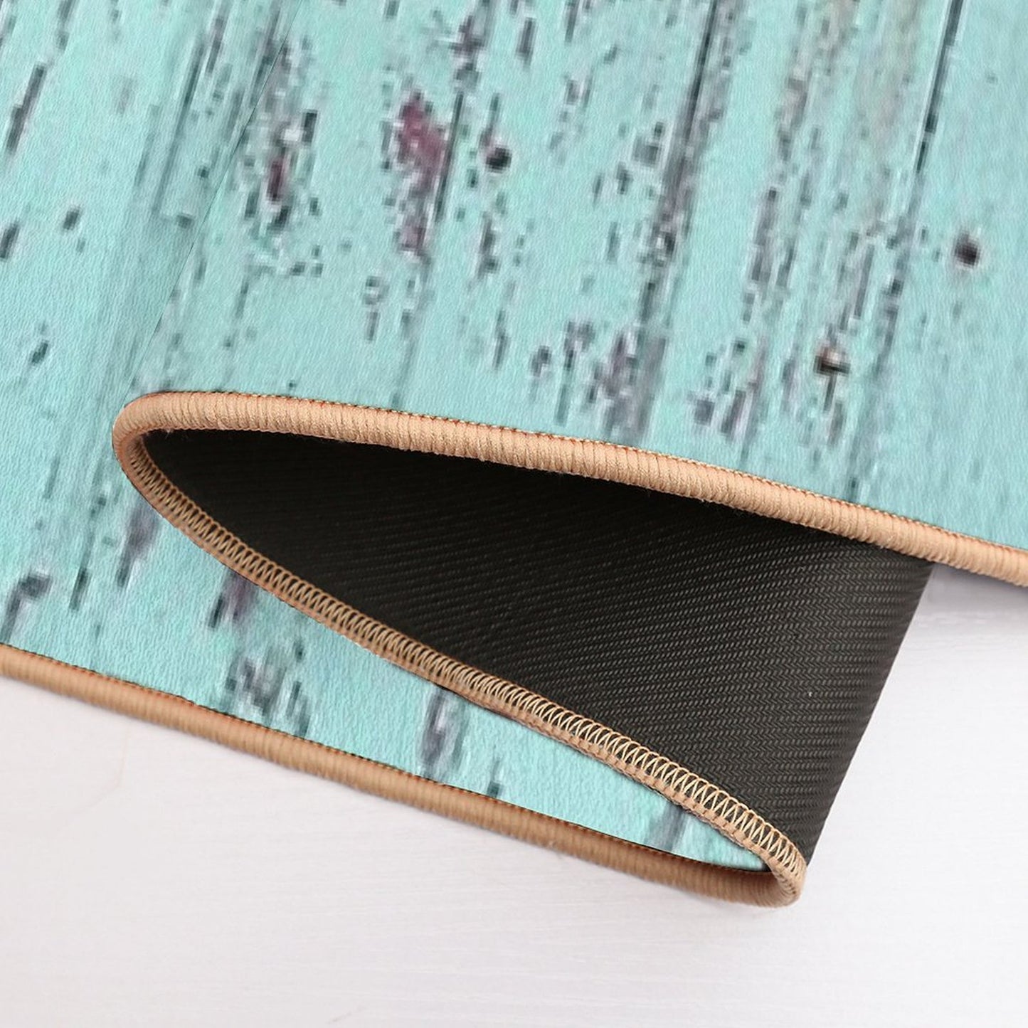 Turquoise Wood  High-Traffic Bath Mat