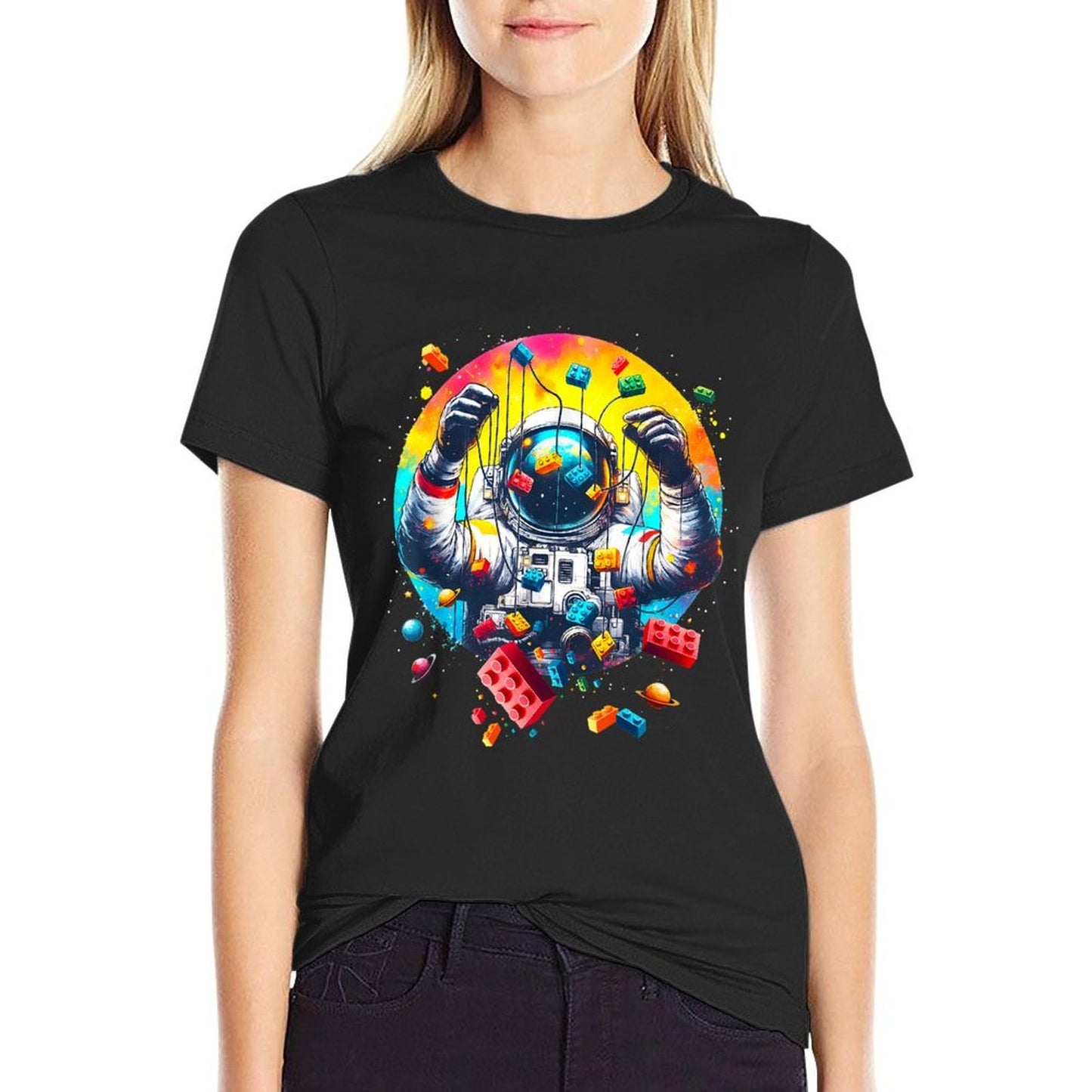 Space Astronaut Master Builder Funny Building Blocks And Stones  Breathable T-Shirt