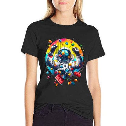 Space Astronaut Master Builder Funny Building Blocks And Stones  Breathable T-Shirt