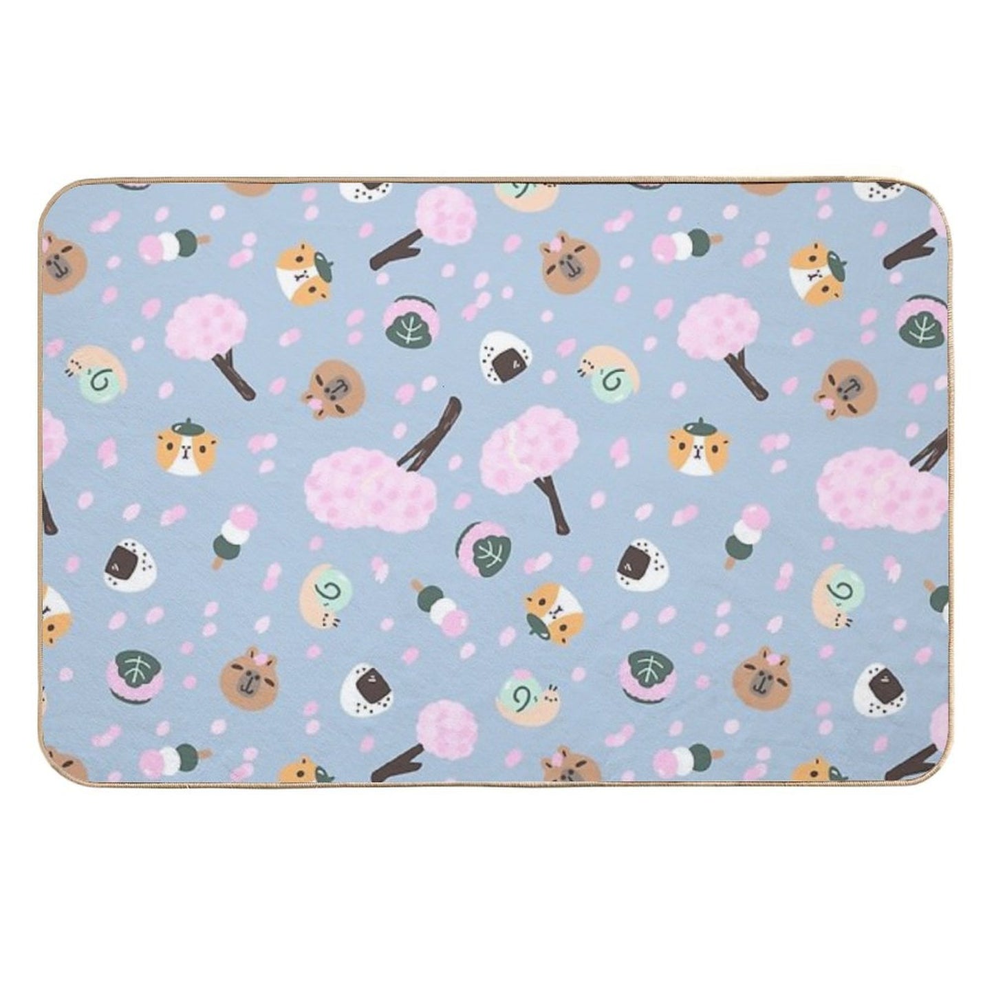 Bubu And Moonch Sakura Season Pattern  Non-Slip Bath Mat