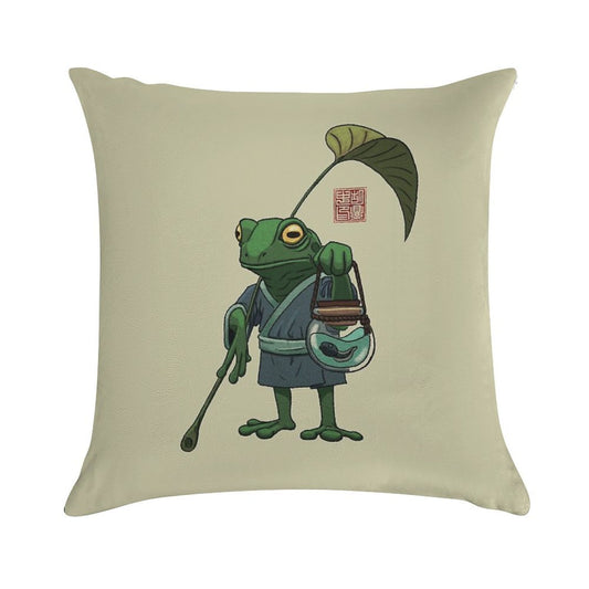 A Frog And His Son Soft Shrink-Resistant Throw Pillow