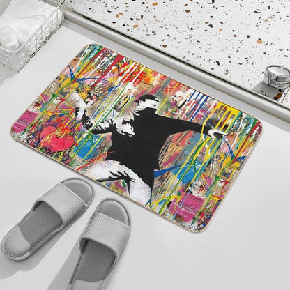 Flower Thrower Pop Street Art Colorful  Rapid-Drying Bath Mat