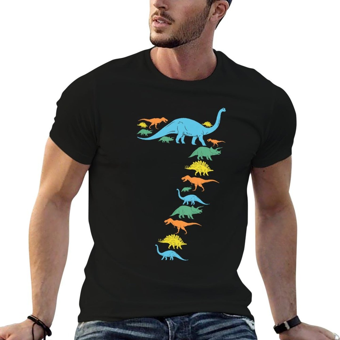 Dinosaur 7th Birthday Gift For 7 Year Old Boys Girls  Fade-proof Color T-Shirt