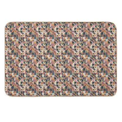Bauhaus Style Geometric Abstract Pattern  Repositionable Bath Mat