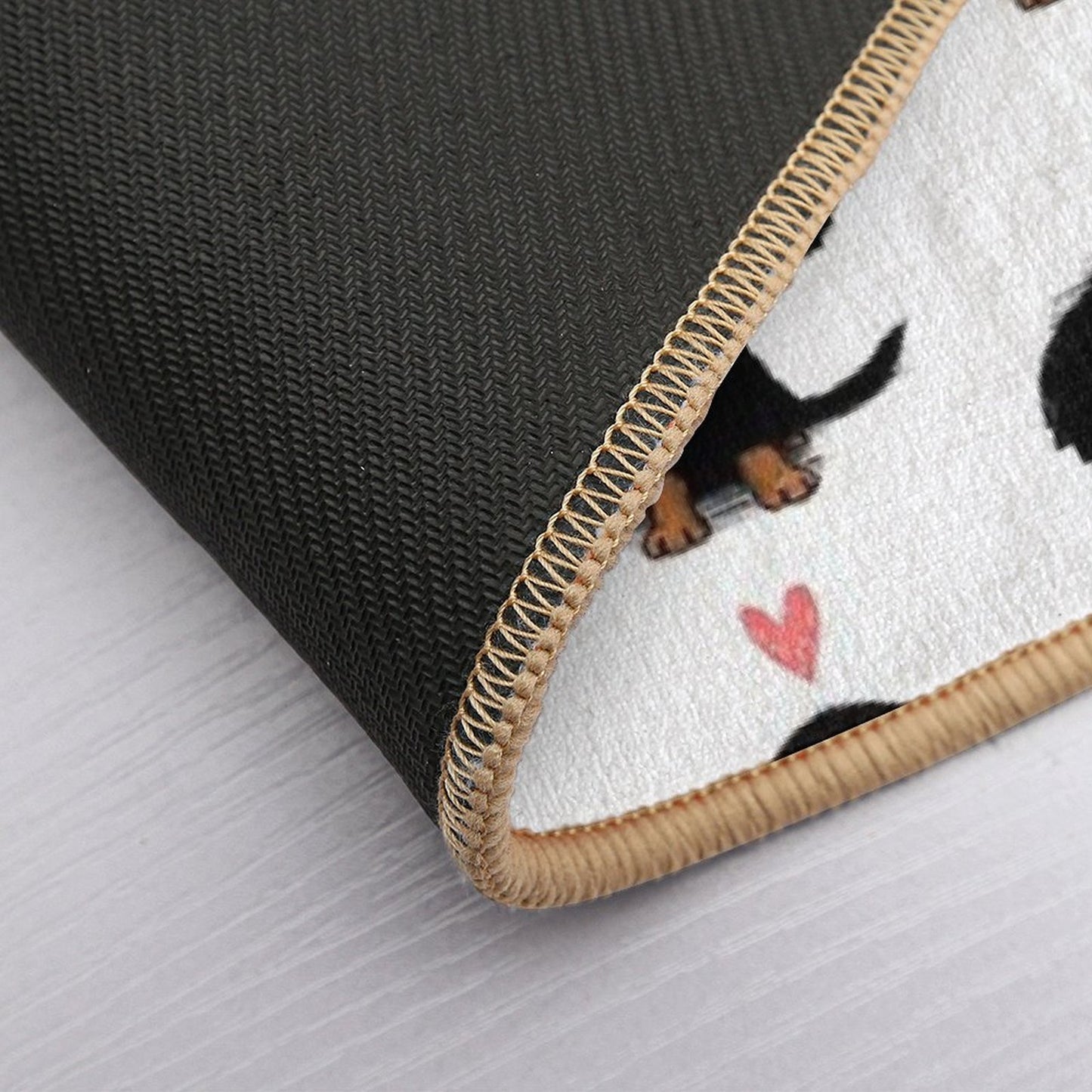 Dachshund Puppy Love  Cute Black And Tan Wiener Dog with Heart  High-Traffic Bath Mat