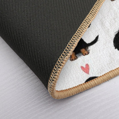 Dachshund Puppy Love  Cute Black And Tan Wiener Dog with Heart  High-Traffic Bath Mat