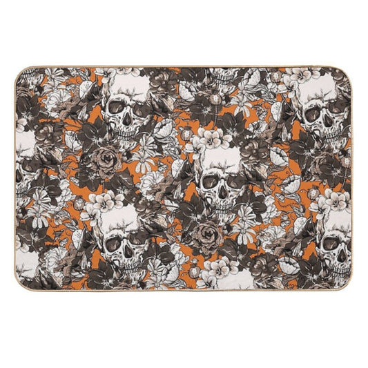 SKULLS ORANGE  Easy Maintenance Bath Mat