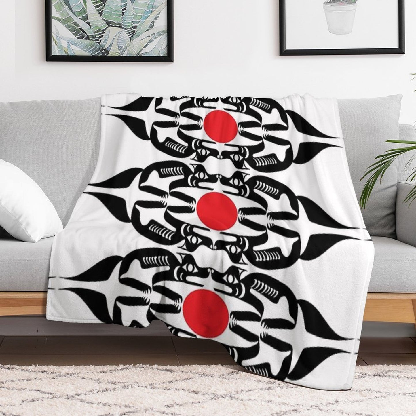 Coast Salish Wolf Shrink-resistant Throw Blanket
