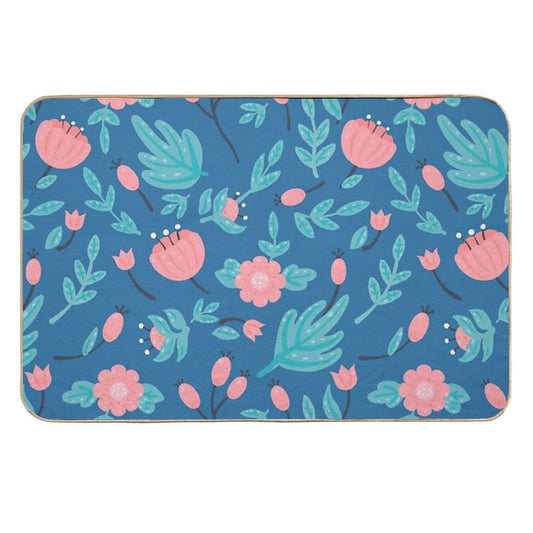 Blue Florals  Odorless Bath Mat