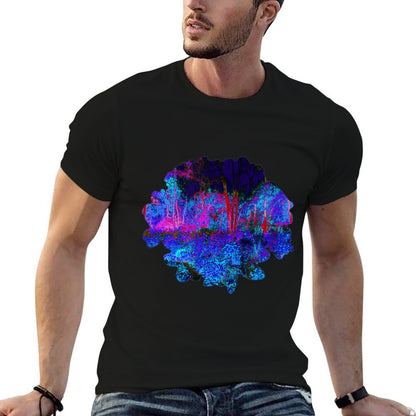 Impressionistic Blue, Purple And Red Garden Landscape  Easy-care T-Shirt