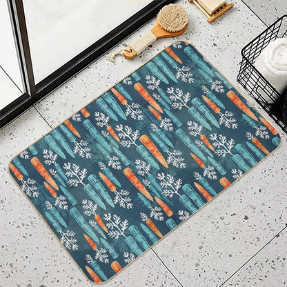 Watercolor Carrot Repeat  Easy Maintenance Bath Mat