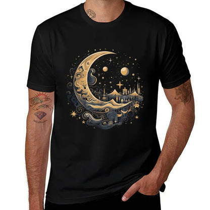 Galaxy Night Sky Moon Lunar Stars Love  Wrinkle-resistant T-Shirt