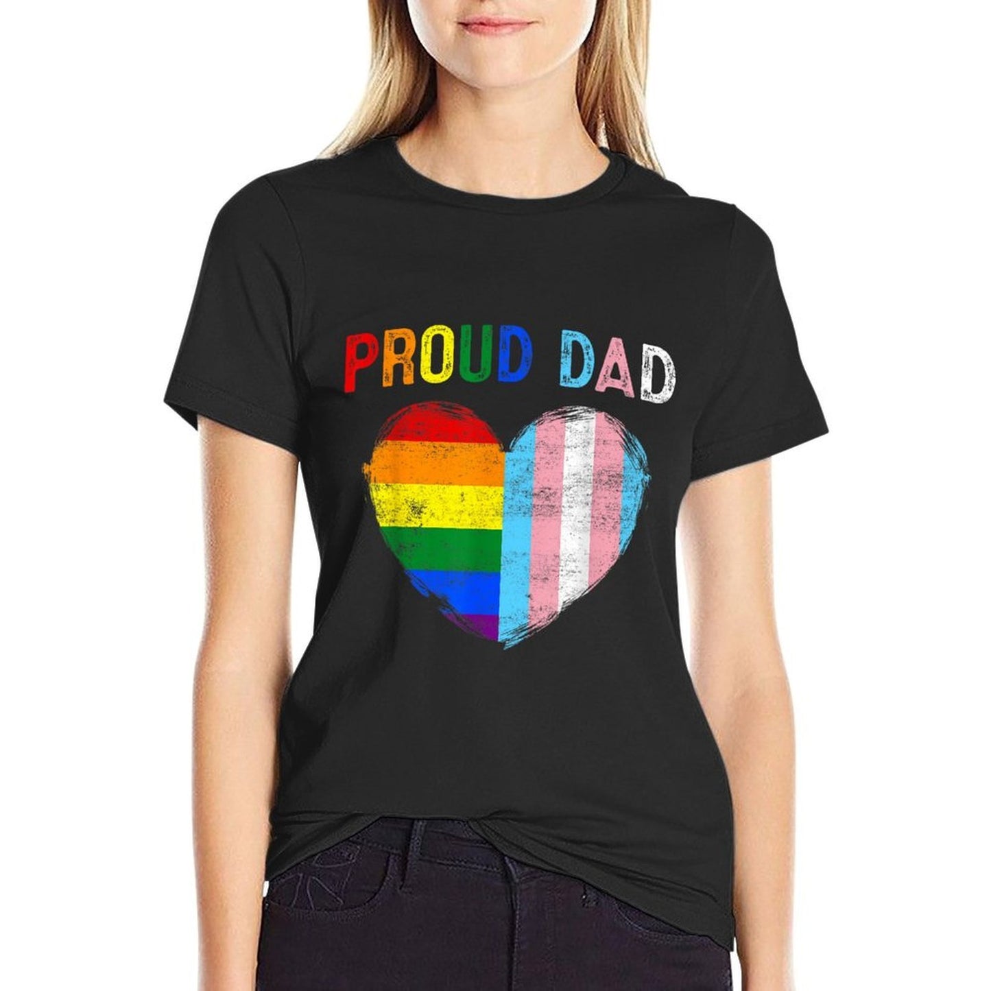 Funny Fathers Day Proud Dad Transgender Gay Rainbow LGBT  Eco-friendly Material T-Shirt