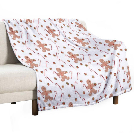 Gingerbread Man with Christmas Candy All-season Throw Blanket