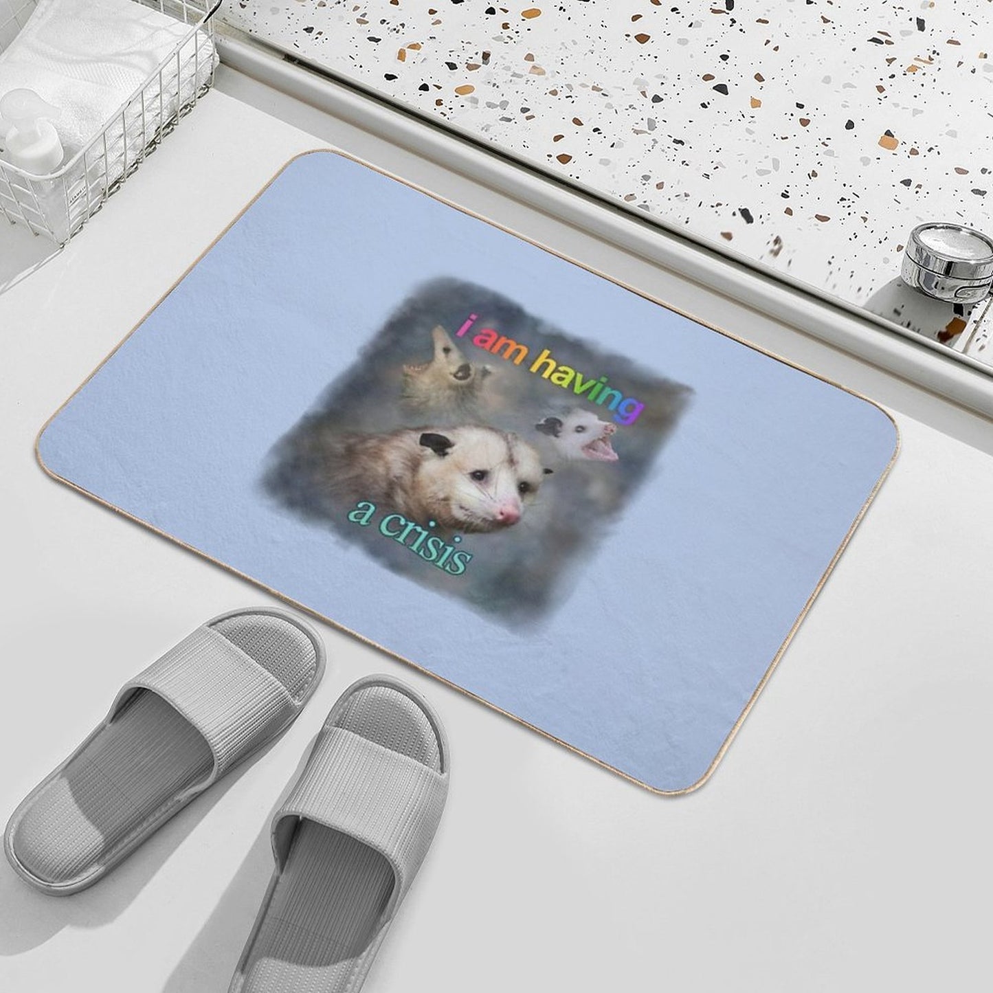 I Am Having A Crisis Possum Word Art  Repositionable Bath Mat