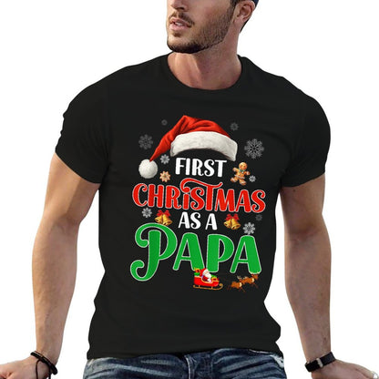 Announcement First Christmas As A Papa Matching Family Xmas  Stretchy T-Shirt