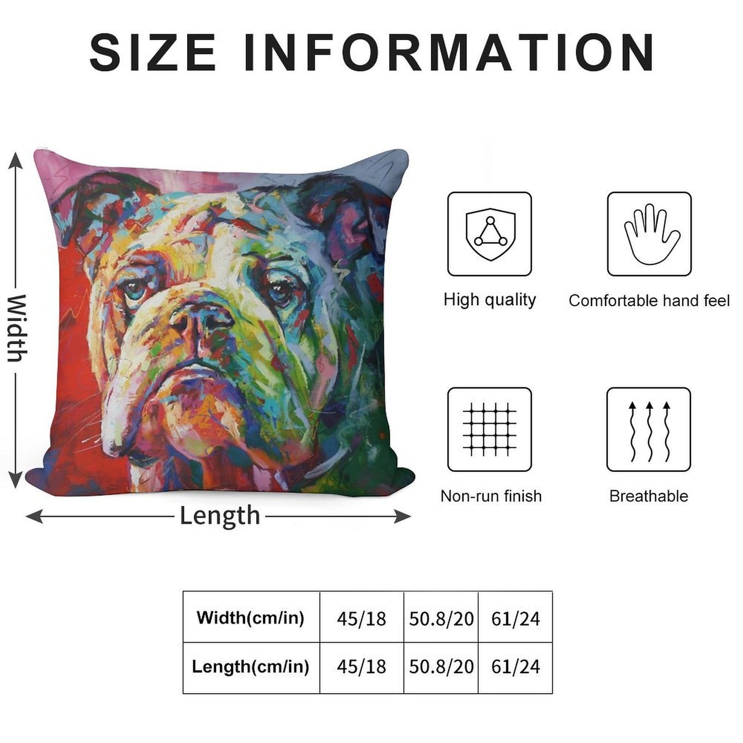 English Bulldog Soft Decorative Cover Throw Pillow