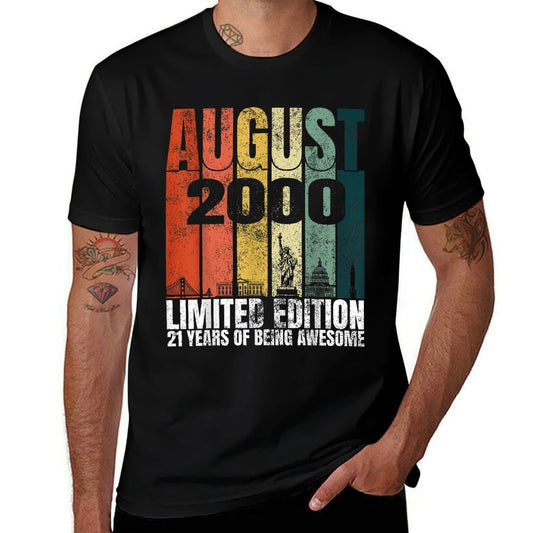 Vintage August 2000 Bday Graphic 21 Years Old 21st Birthday  Affordable Price T-Shirt