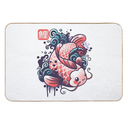 Koi Carp Fish Watercolor  Absorbent Bath Mat