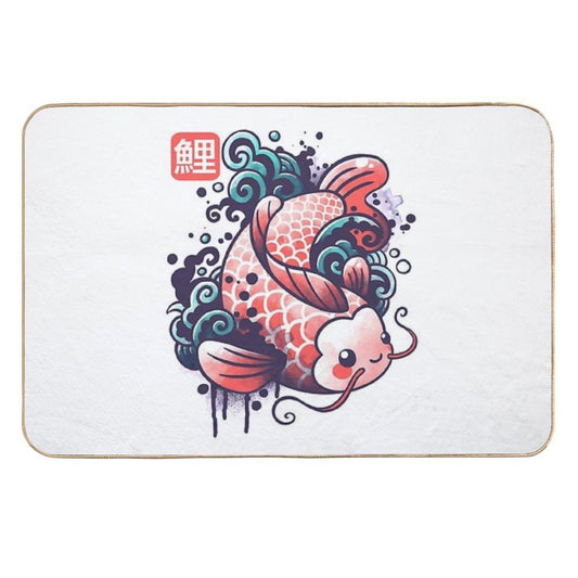 Koi Carp Fish Watercolor  Absorbent Bath Mat