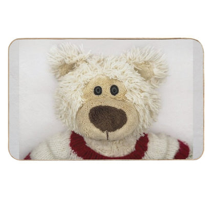 Cute Plush Bear in Cozy Sweater  Anti-Trip Bath Mat