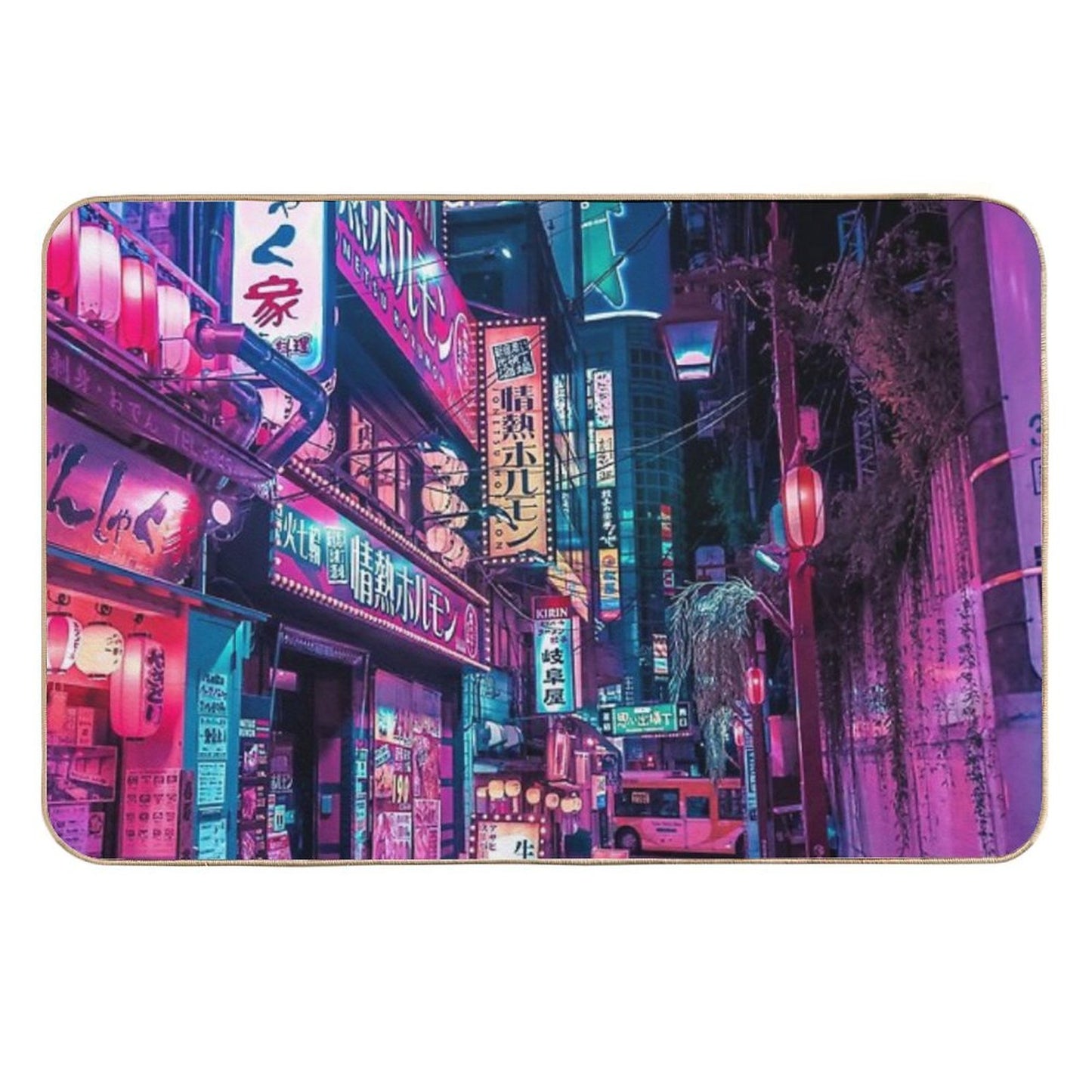 Magic of Cyberpunk Japan  Easy Maintenance Bath Mat