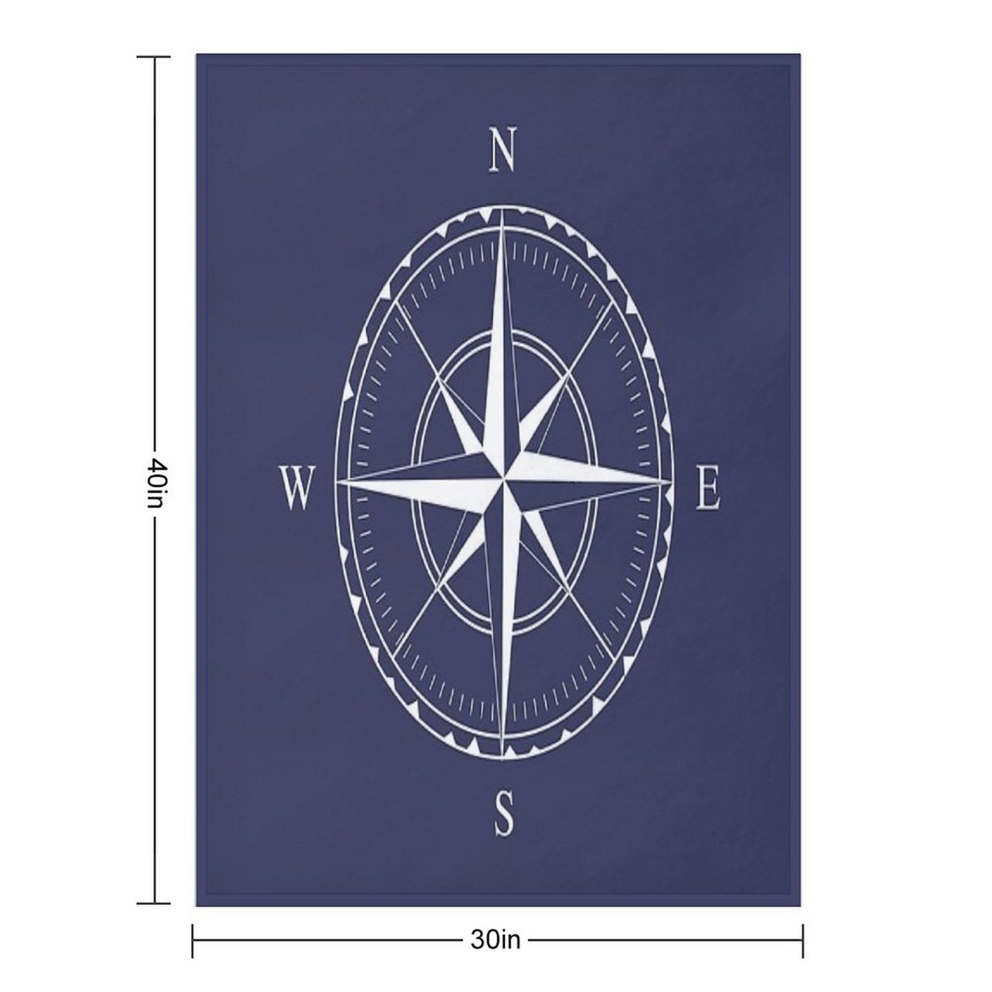 Navy Blue And White Nautical Ships Compass Rose Quick-dry Throw Blanket