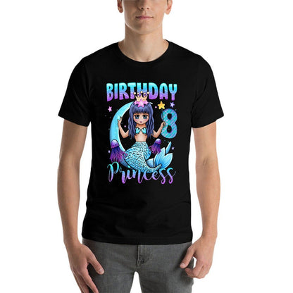 Mermaid Birthday Girl 8 Years Old Mermaid 8th Birthday Girls  High-quality Stitching T-Shirt